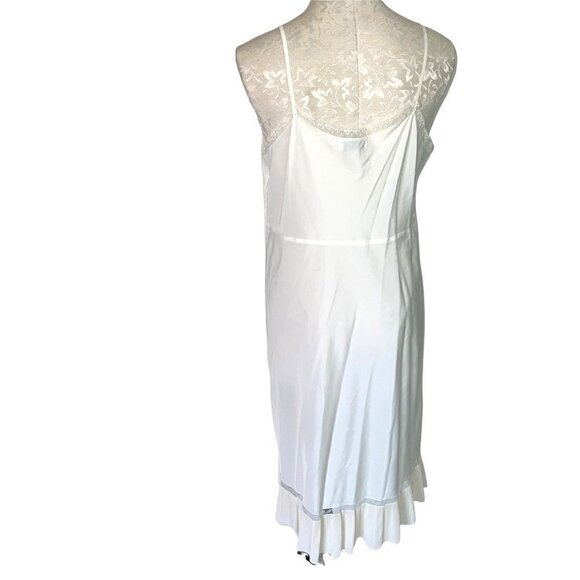Barbizon Slip Womens Vintage Nylon Pleated Ruffle Hem Adjustable Straps Cream - Picture 2 of 12
